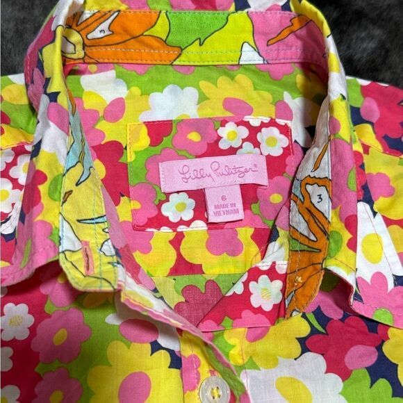 Lilly Pulitzer Y2K 6 Fitted Lightweight Long Sleeve ButtonUp Multicolor Shirt - Picture 11 of 12